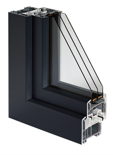 3 szybowe okno PCV - przekrój